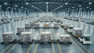 【現地取材・動画】ANA Cargo、成田空港の大規模貨物上屋で活用AGVを公開