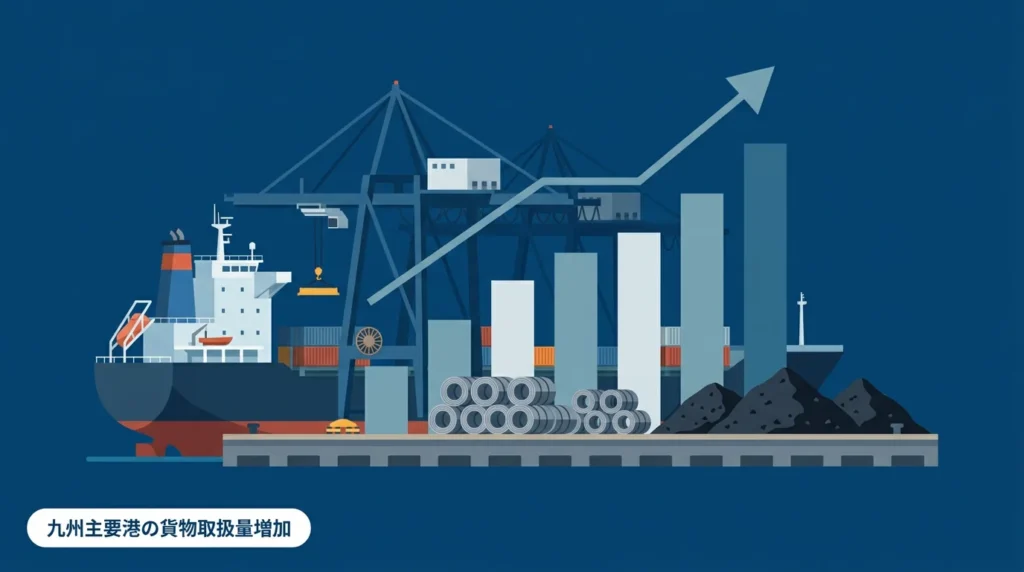 九州主要23港の港湾貨物取扱量は2.7%増、2025年度は石炭・鉄鋼が牽引