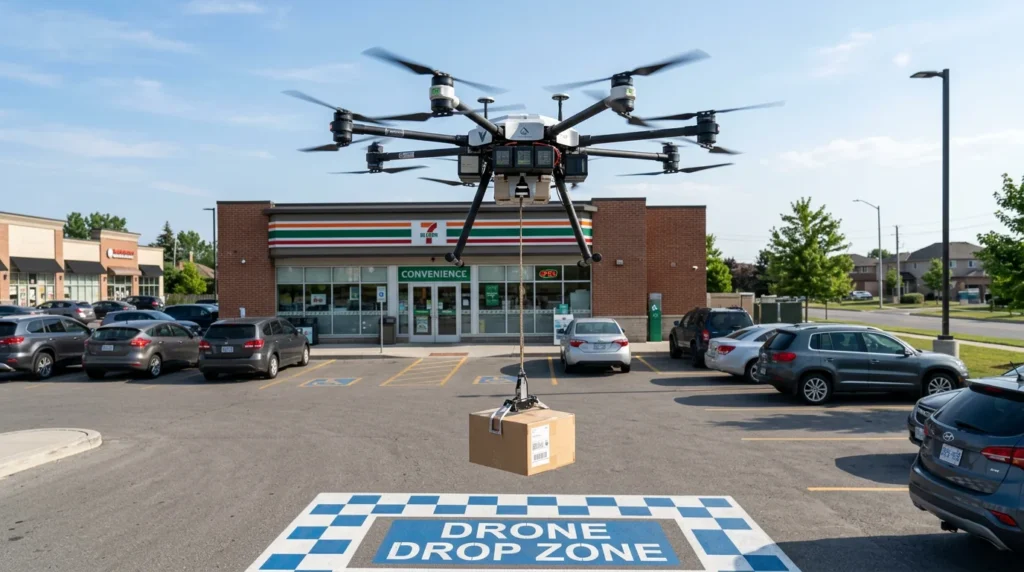 KDDIと米Wingが2027年にローソン商品をドローン配送|30分以内配達へ